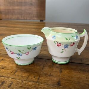 Phoenix Bone China Floral Hand Painted Sugar & Creamer